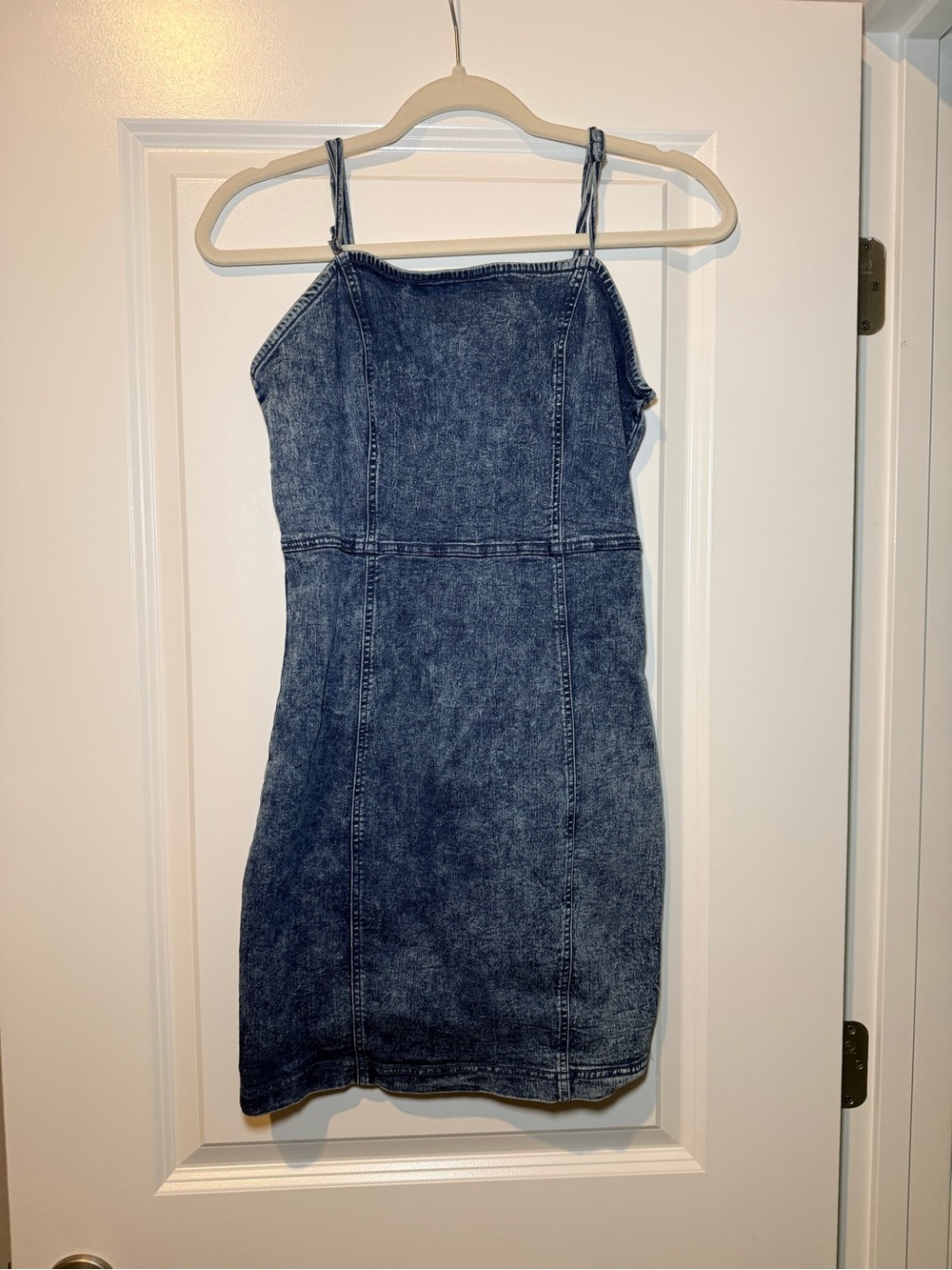 Classic Denim Spaghetti-Strap Mini Dress - Blue